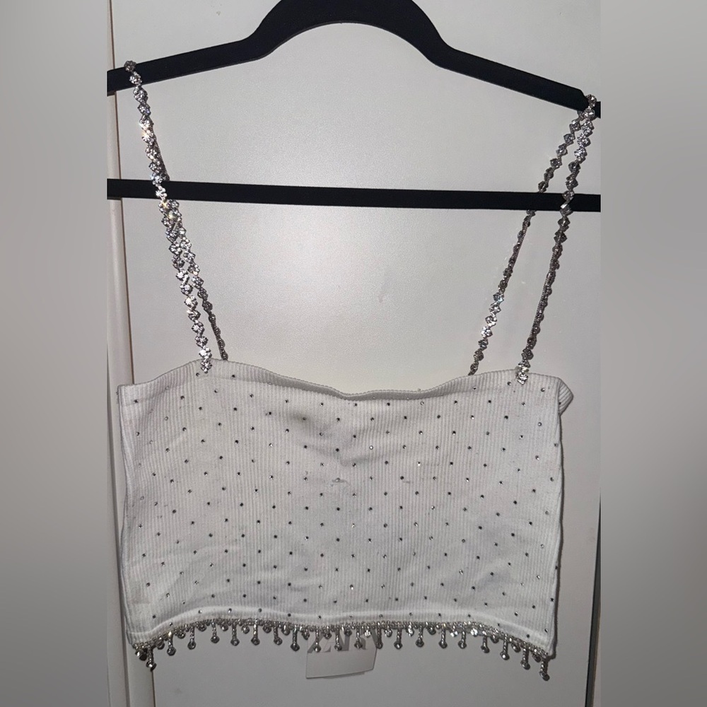 Zara White Top with Silver Straps